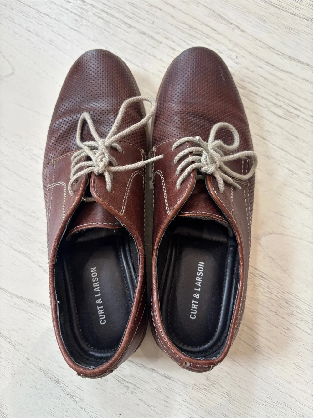 Curt & Larson Crowley Cog Men’s Brown Leather Derby Shoes Size 8